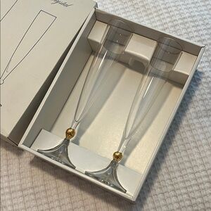 Rogaska Crystal Flutes with Gold Detailing
